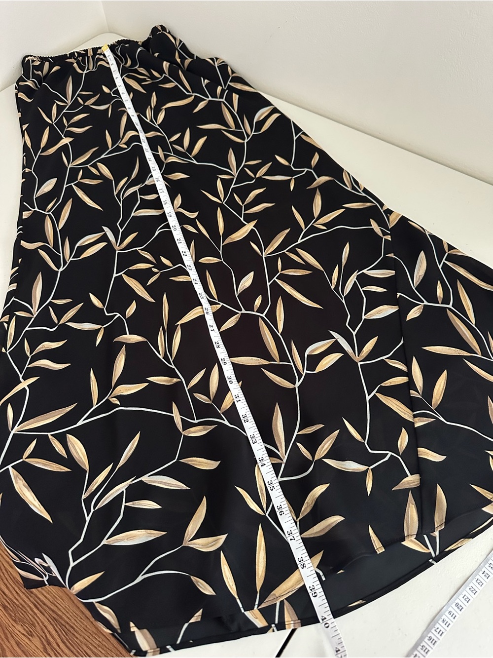 Vintage 90s Black Mesh Maxi Slip Skirt Leaf Print Size Large Boho Soft Grunge - Picture 8 of 9